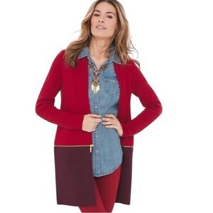 Chicos Convertible Knit Duster Sweater Medium Longline Color Block Fairy Grunge